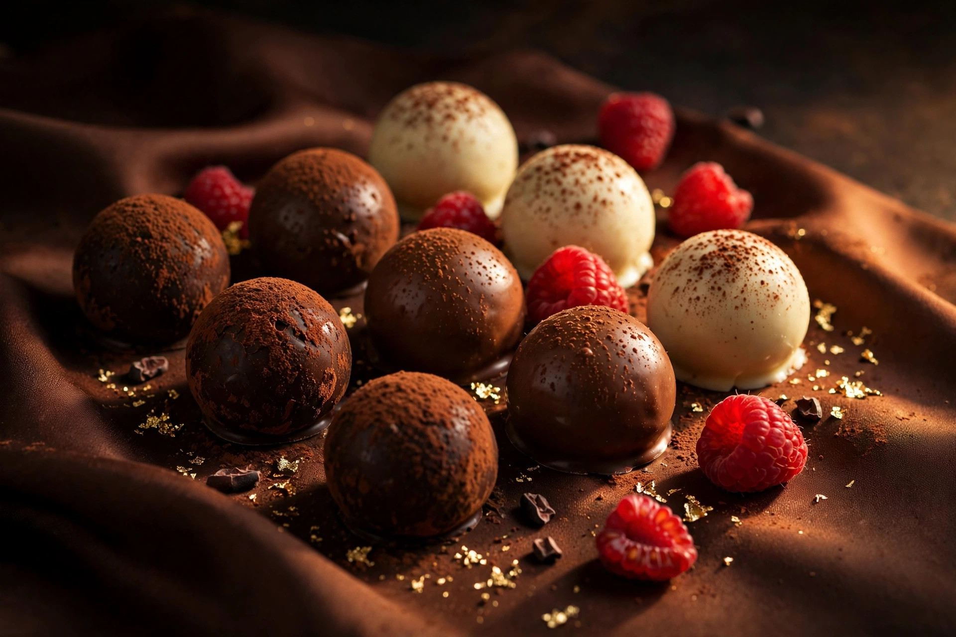 Handcrafted Belgian chocolate truffles with gold leaf